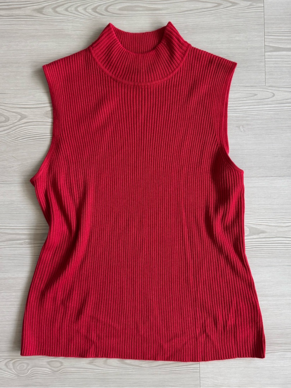 croft & barrow Red Ribbed Mock Neck Sleeveless Tank